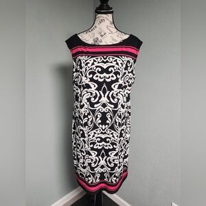 Jessica Howard Black and White Dress with Pink Accents